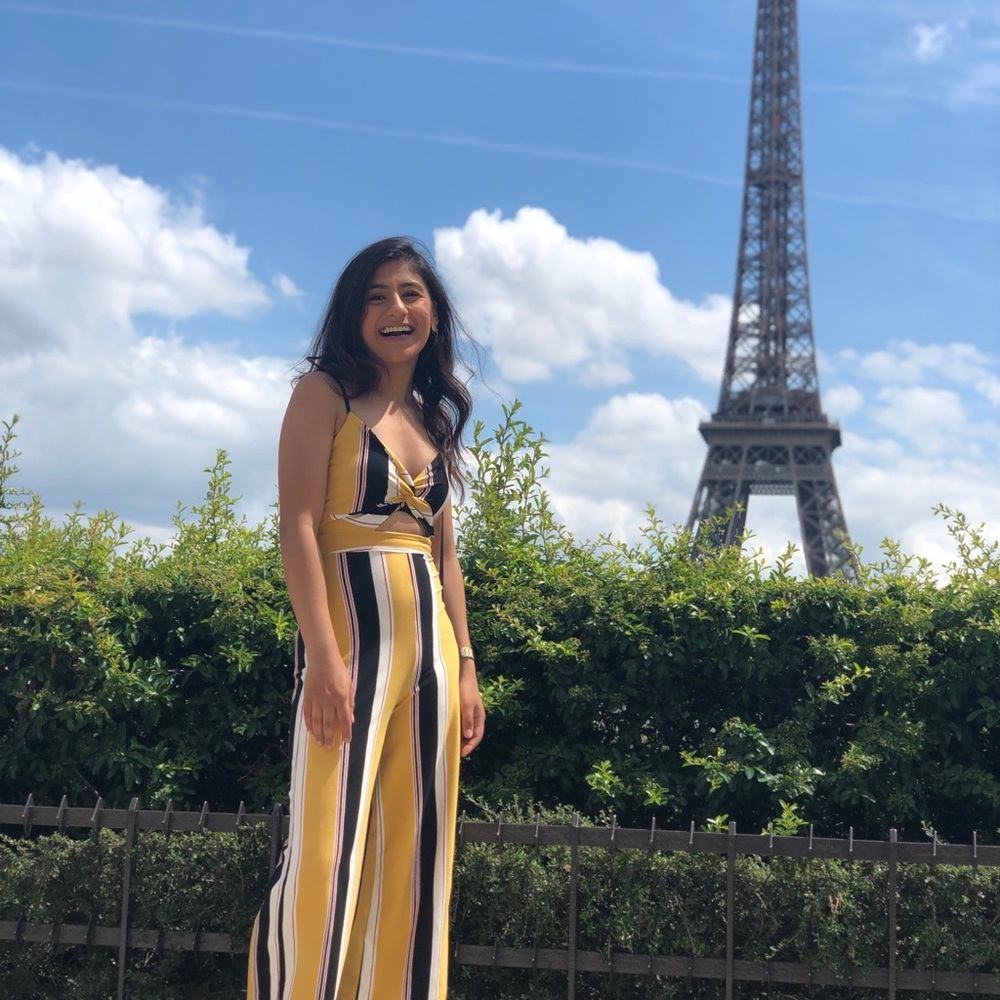 Bershka Yellow and Black Striped Jumpsuit